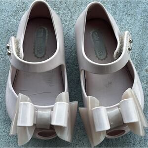 Mini Melissa Blush Light Pink Shoes 5 Toddler Jelly Flats Big Bows